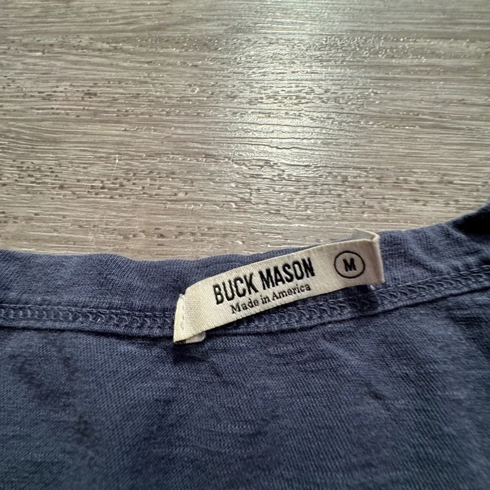 Buck Mason Shirt Mens M Blue Cotton Slub Curved Hem Tee Heritage Made in USA